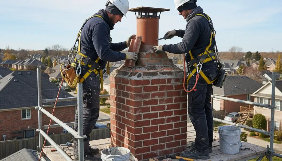Columbus, OH chimney repair by FX Remodeling & Exteriors for cracked masonry and leak damage
