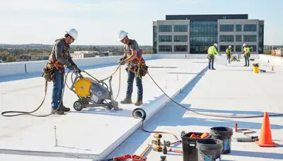 Commercial roofing installation on a Columbus, OH building by FX Remodeling & Exteriors