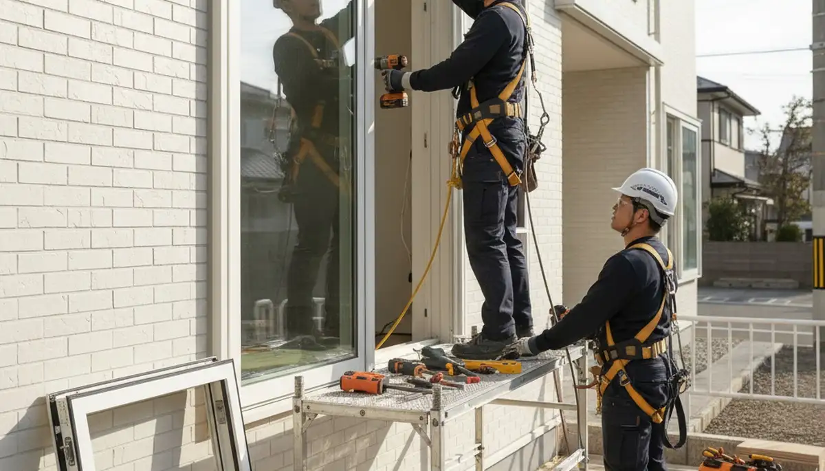 Columbus, OH siding contractor installing replacement windows on a home exterior